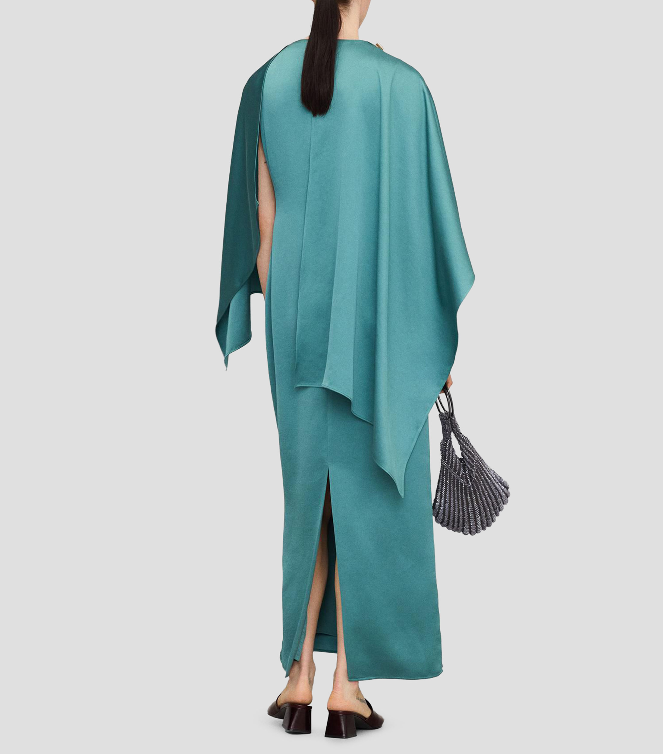 Vestido largo satinado liso Mujer